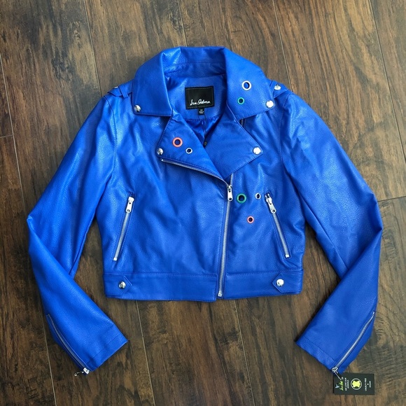 Sam Edelman Starburst Moto Jacket Royal Blue - Picture 3 of 16